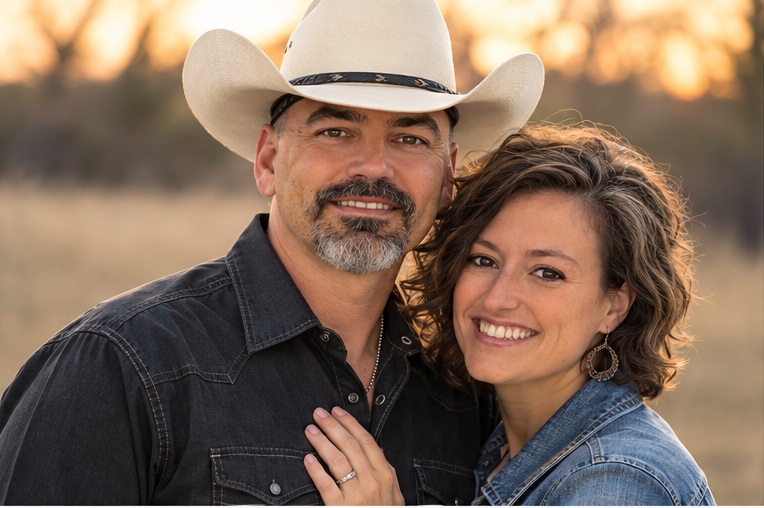 Rico and BriAnn together outdoors at sunset
