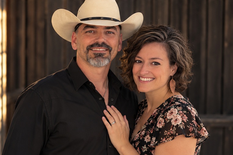 Rico and BriAnn together in a warm evening portrait